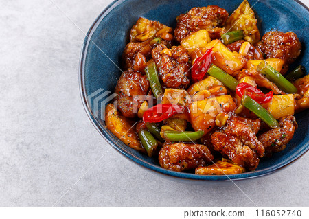 fried chicken with pineapple in sweet and sour sauce fried chicken with pineapple in sweet and sour sauce 116052740