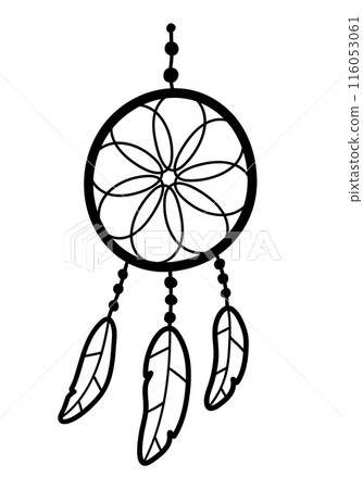 Line art vector illustration of dream catcher Line art vector illustration of dream catcher 116053061