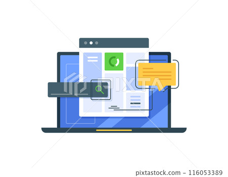 Concept of search engine with laptop computer search input stroke 116053389