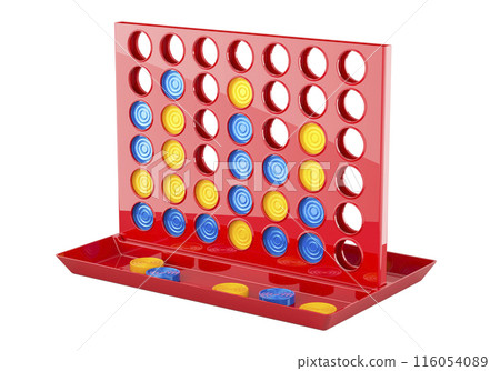 The vertical checkers game. Connect Four, Board Game. 3D rendering The vertical checkers game. Connect Four, Board Game. 3D rendering 116054089