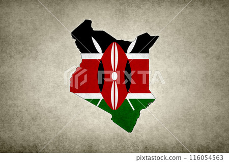 Map of Kenya with its flag on a paper Map of Kenya with its flag on a paper 116054563