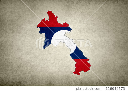 Map of Laos with its flag on a paper 116054573