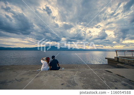 Kwan Phayao Lake Thailand, Blue sky full of clouds 116054588