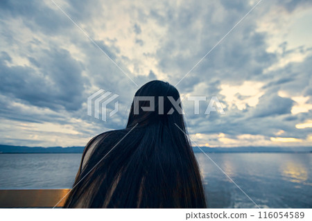 Kwan Phayao Lake Thailand, Blue sky full of clouds 116054589