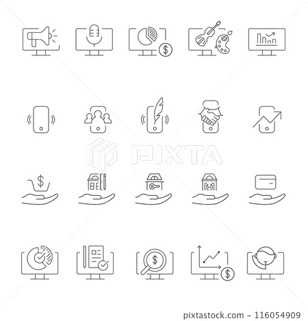 Set of the vector marketing line icons 116054909