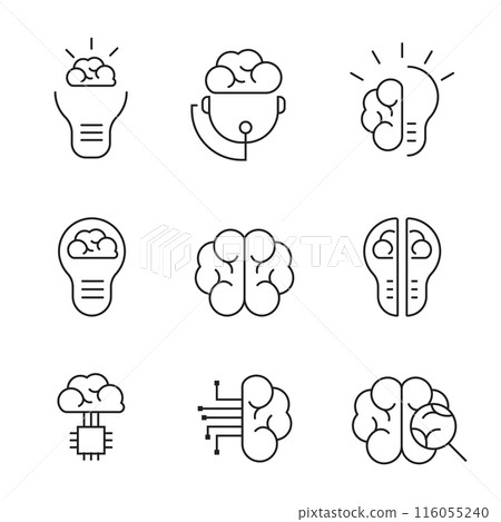 Stroke line icons set of the brain Stroke line icons set of the brain 116055240