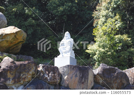 Ebisu statue overlooking Ebisu Beach in Amakusa City 116055573