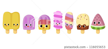 Cute ice cream cartoon, Sweet summer dessert Cute ice cream cartoon, Sweet summer dessert 116055653