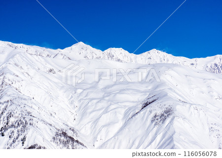 長野縣北安郡白馬村，從北阿爾卑斯山富山地藏菩薩頭上看到的白馬三山 116056078