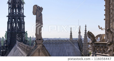 Gargoyles and statues of the roof of Notre Dame De Paris Gargoyles and statues of the roof of Notre Dame De Paris 116056447