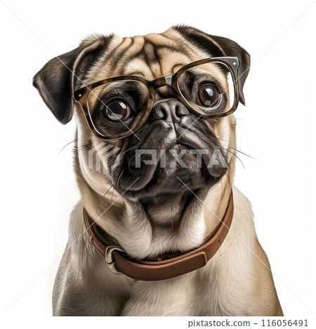 Pug dog isolated on a white background Pug dog isolated on a white background 116056491