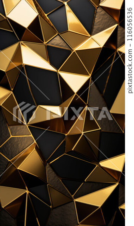 Triangles gold background. Polygonal surface. Futuristic Golden Design. Abstract wallpaper 116056536