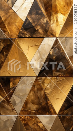Triangles gold background. Polygonal surface. Futuristic Golden Design. Abstract wallpaper 116056537