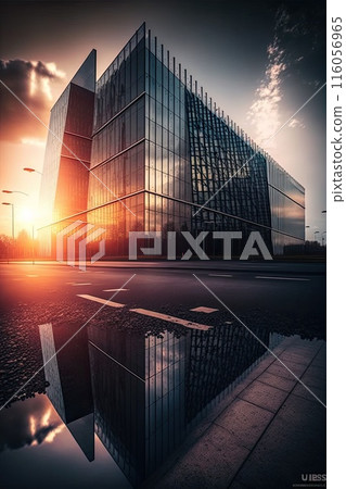 Modern glass busines center against the sky.  116056965