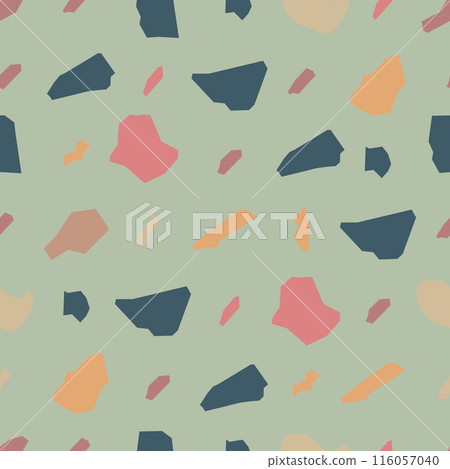 Terrazzo imitation seamless pattern. Realistic marble texture with stone fragments 116057040