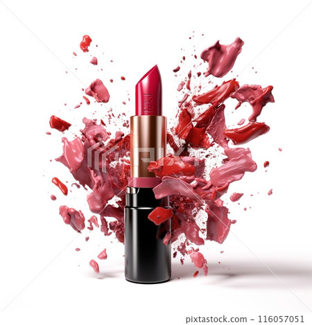 Lipsticks and lipstick smear isolated on white background 116057051