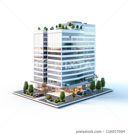 Modern glass office building isolated on white background. City business center Modern glass office building isolated on white background. City business center 116057094