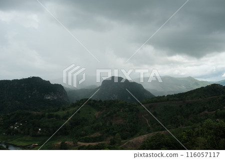 Green hills of Doi Chang Mountains of Chiang Rai Green hills of Doi Chang Mountains of Chiang Rai 116057117