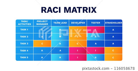 Raci matrix chart. Business with accountable assignment and marketing decision model 116058678