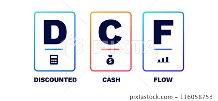 Discounted cash flow. Business infographics with marketing information 116058753