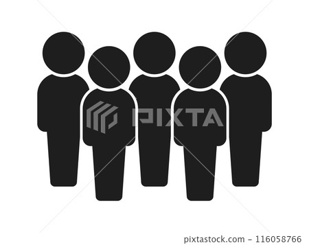 Icon/pictogram of five people standing - Simple group/group of five image material Icon/pictogram of five people standing - Simple group/group of five image material 116058766
