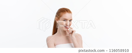 Natural Beauty Portrait. Beautiful Spa Woman . Perfect Fresh Skin. 116058910