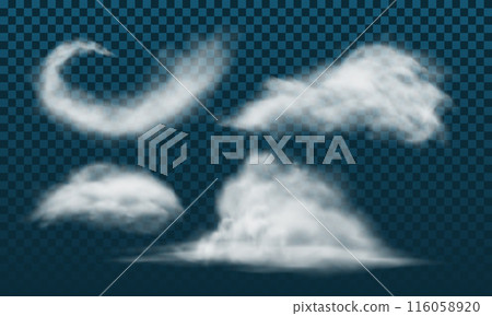 White smog effect steam powder explosion set collection on dark blue checkered background vector 116058920
