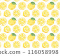 Watercolor seamless pattern of sliced lemons 116058998