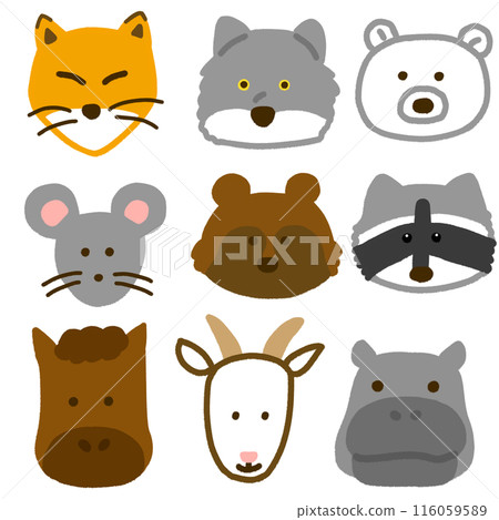 Cute animal faces set 116059589