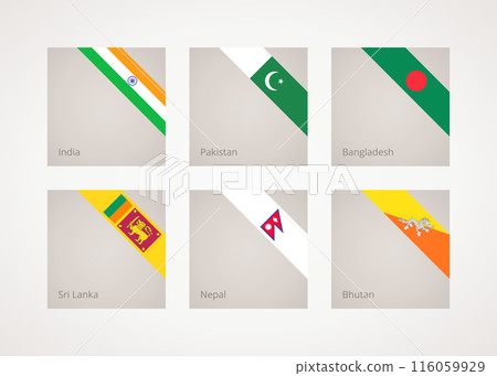 Corner ribbon flags of South Asia Corner ribbon flags of South Asia 116059929