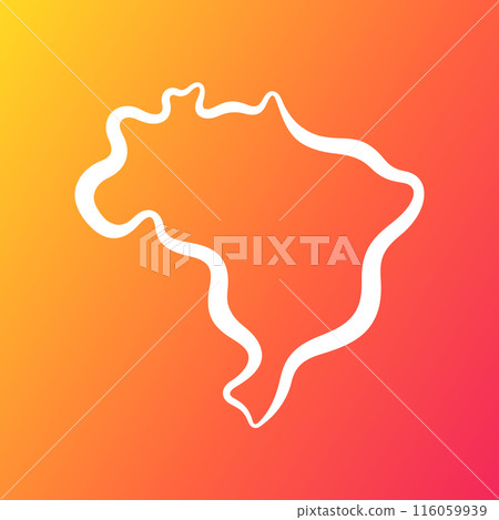 Brazil - Outline Map on Gradient Background 116059939