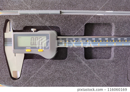 Digital caliper in a package. Measuring tool. Digital Electronic Vernier. 116060169