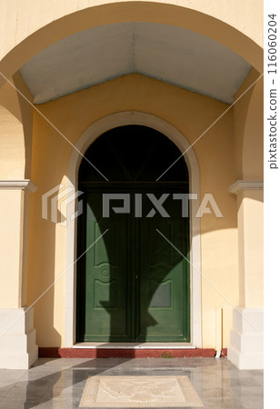 Entrance to an orthodox church, Alviotes, Corfu, Greece 116060204