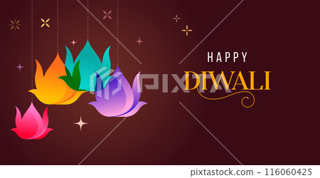Diwali festival poster, Diwali Sale banner, Diwali background design with lights, peacock, lanterns 116060425