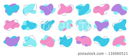 Set of color irregular liquid blobs or freeform organic blotches abstract shapes 116060521