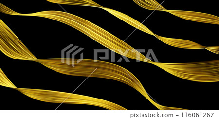 Set of gold wave isolated on black background 3D render Set of gold wave isolated on black background 3D render 116061267
