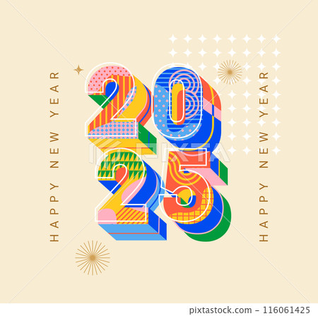 3d numbers 2025 for New Year banner, poster. 116061425