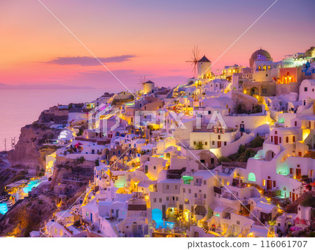 Oia village, Santorini, Greece. Vacation. View of traditional houses in Santorini. 116061707