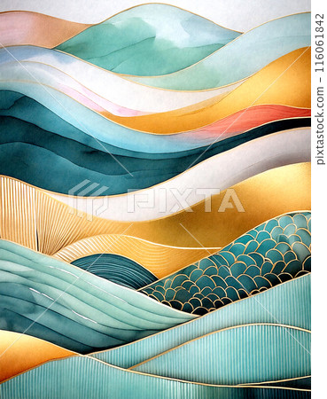 Background Texture Japanese paper Japanese style New Year's card New Year's Day Wallpaper Wave Curve Gold Gold folding screen Gold leaf Background Texture Japanese paper Japanese style New Year's card New Year's Day Wallpaper Wave Curve Gold Gold folding screen Gold leaf 116061842