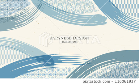Brush and Japanese pattern background design 116061937
