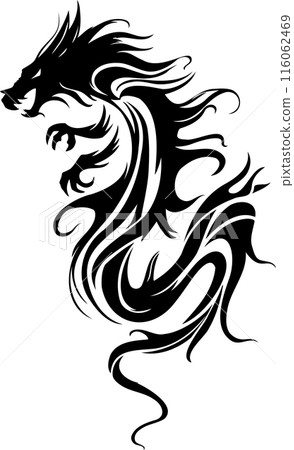 Cool tribal black dragon illustration 116062469