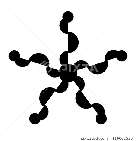 Pentagram shaped crop circle pattern. Five-pointed star formed from semicircles and circles leading from a center to the edge. Modelled after a corn circle found 2024 in Wiltshire near Stonehenge. 116062539