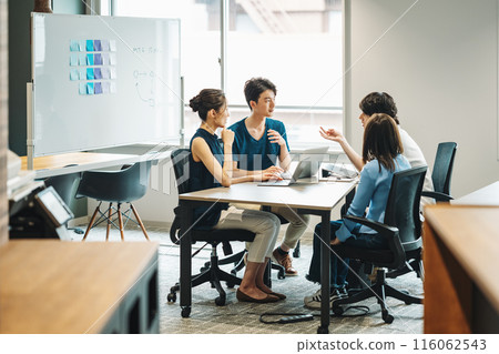 Male and female staff having a meeting at an IT company 116062543