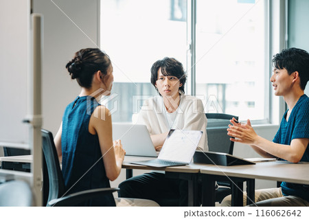 Young business people from an IT company having a meeting Young business people from an IT company having a meeting 116062642