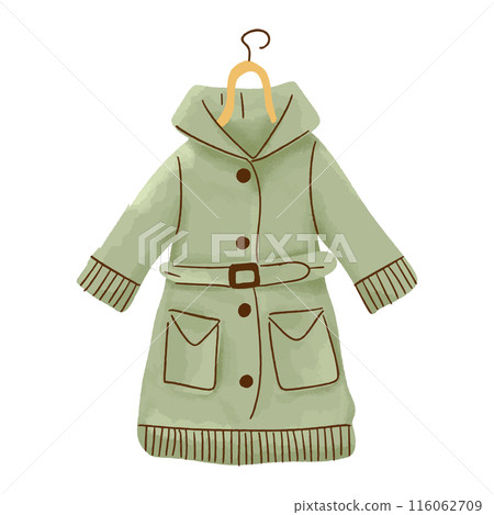 Green dress coat on a hanger Green dress coat on a hanger 116062709