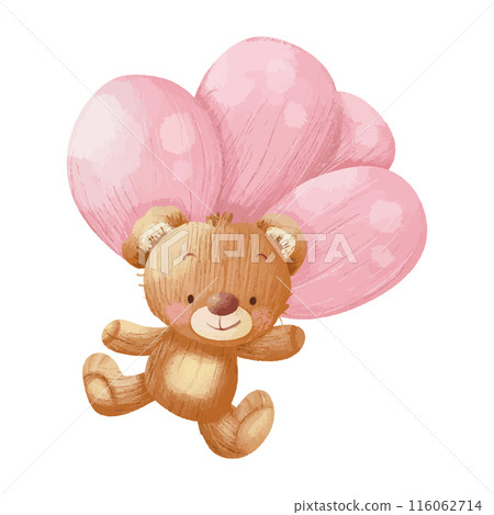 pink bear with pink heart balloons pink bear with pink heart balloons 116062714