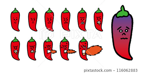 可愛的紅辣椒人物插畫 116062883