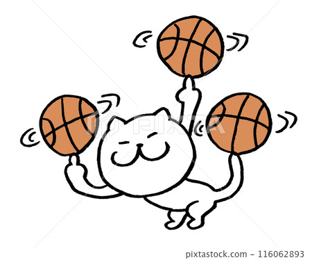 Character illustration of a cute cat playing basketball 116062893