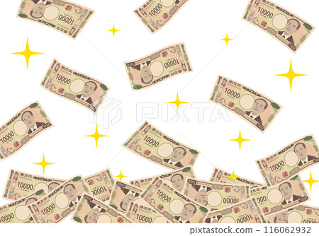 Fluttering 10,000 yen notes - New banknotes 116062932