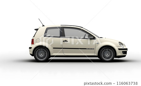 White car parked on white surface with white tires and hubcaps 116063738